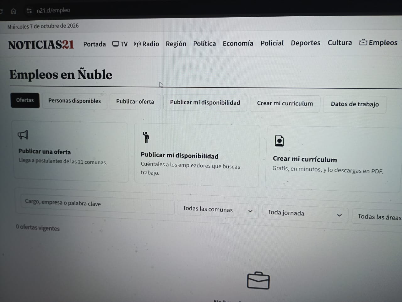 Noticias21 crea plataforma gratuita para conectar a trabajadores y empleadores de las 21 comunas de Ñuble